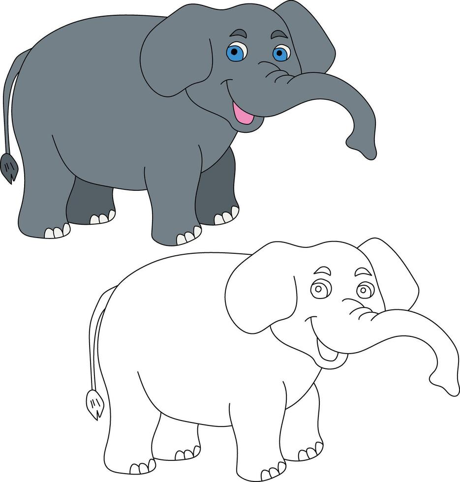 elefant ClipArt uppsättning. tecknad serie vild djur ClipArt uppsättning för älskande av vilda djur och växter vektor