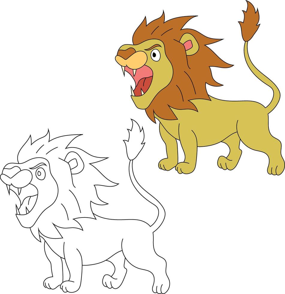 lejon ClipArt uppsättning. tecknad serie vild djur ClipArt uppsättning för älskande av vilda djur och växter vektor