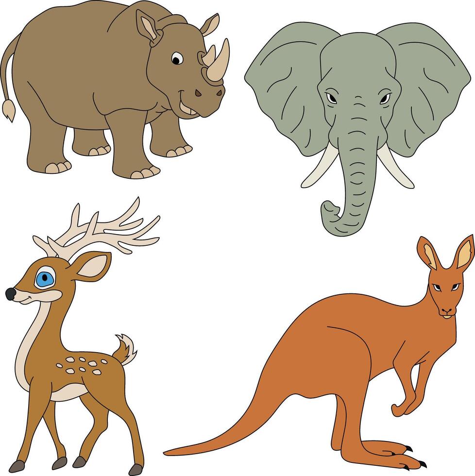 bunt Tiere Clip Art Satz. Karikatur wild Tiere Clip Art einstellen zum Liebhaber von Tierwelt vektor