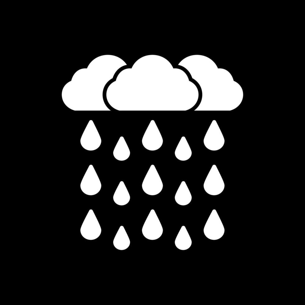 Glyphe für starken Regen invertiertes Symbol vektor
