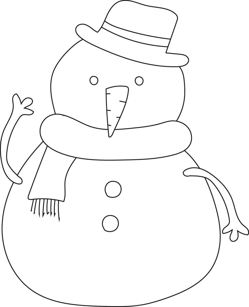 Gliederung Schneemann Clip Art zum Liebhaber von Winter Jahreszeit. diese Winter Thema Schneemann Anzüge Weihnachten Feier vektor