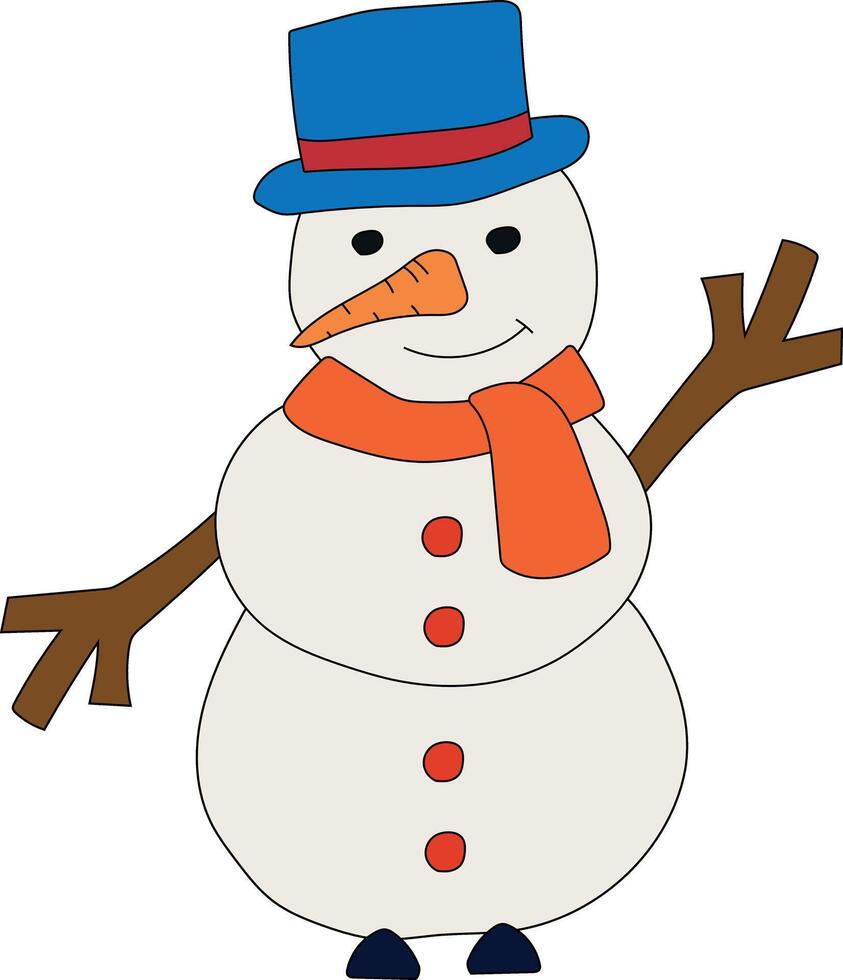 färgrik snögubbe ClipArt för älskande av vinter- säsong. detta vinter- tema snögubbe kostymer jul firande vektor