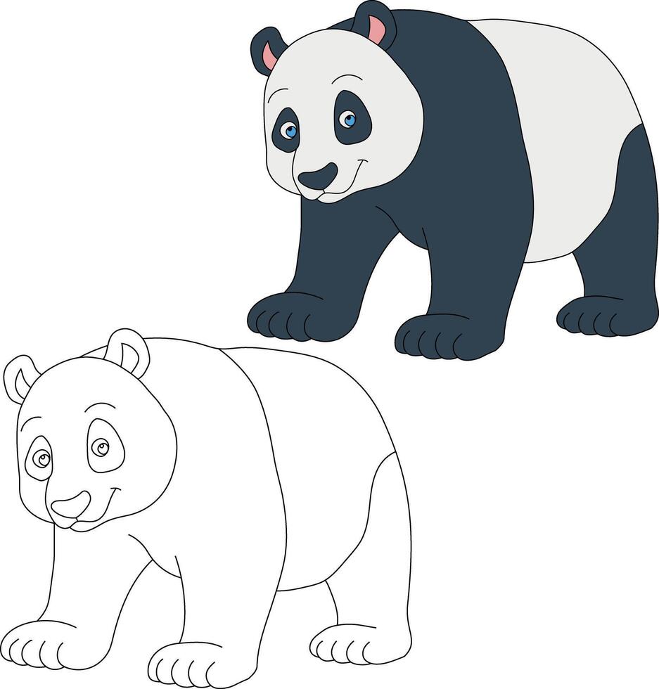 panda ClipArt uppsättning. tecknad serie vild djur ClipArt uppsättning för älskande av vilda djur och växter vektor