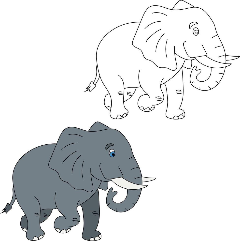 elefant ClipArt uppsättning. tecknad serie vild djur ClipArt uppsättning för älskande av vilda djur och växter vektor