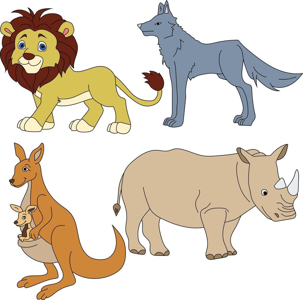 bunt Tiere Clip Art Satz. Karikatur wild Tiere Clip Art einstellen zum Liebhaber von Tierwelt vektor