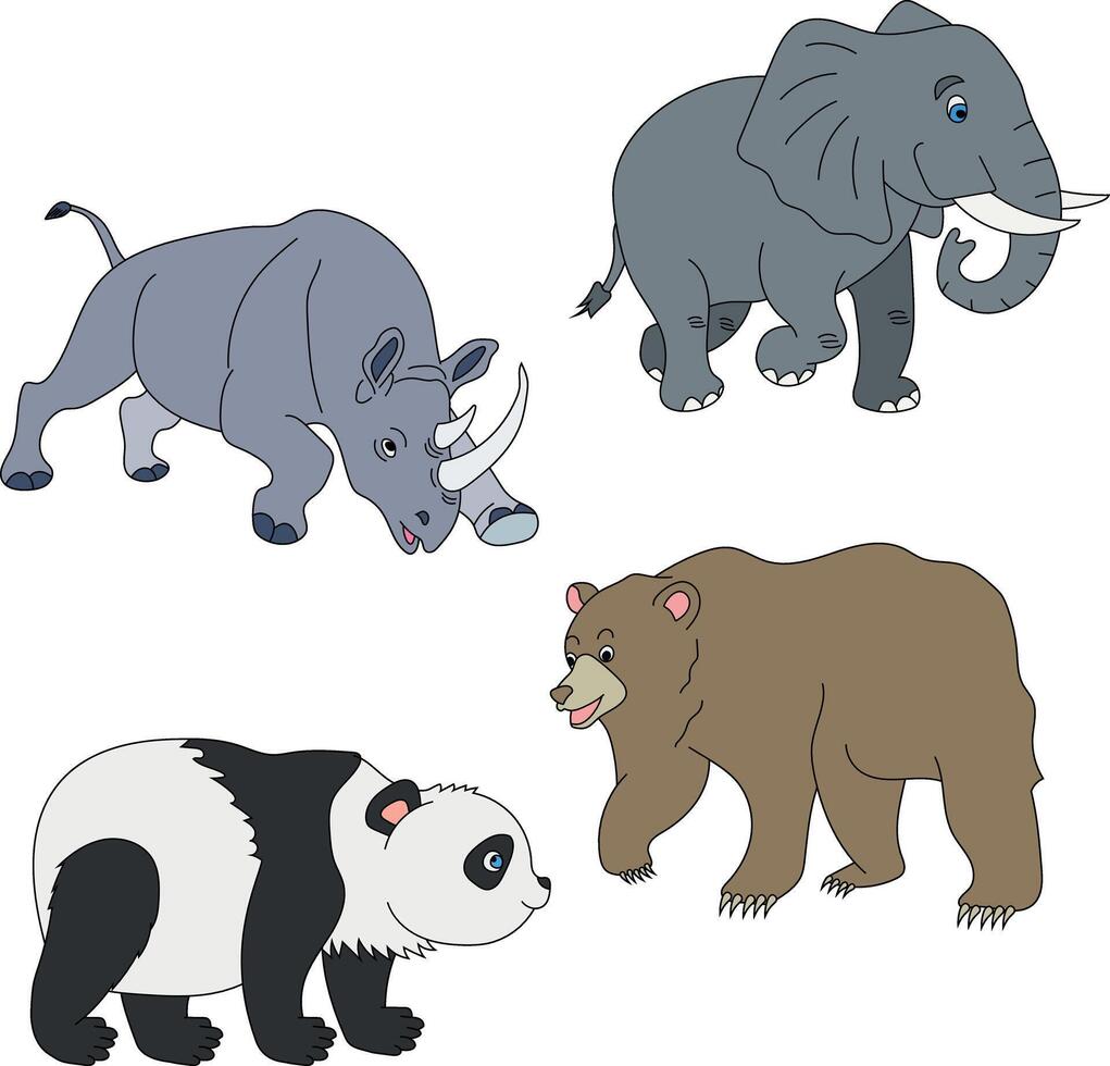 bunt Tiere Clip Art Satz. Karikatur wild Tiere Clip Art einstellen zum Liebhaber von Tierwelt vektor