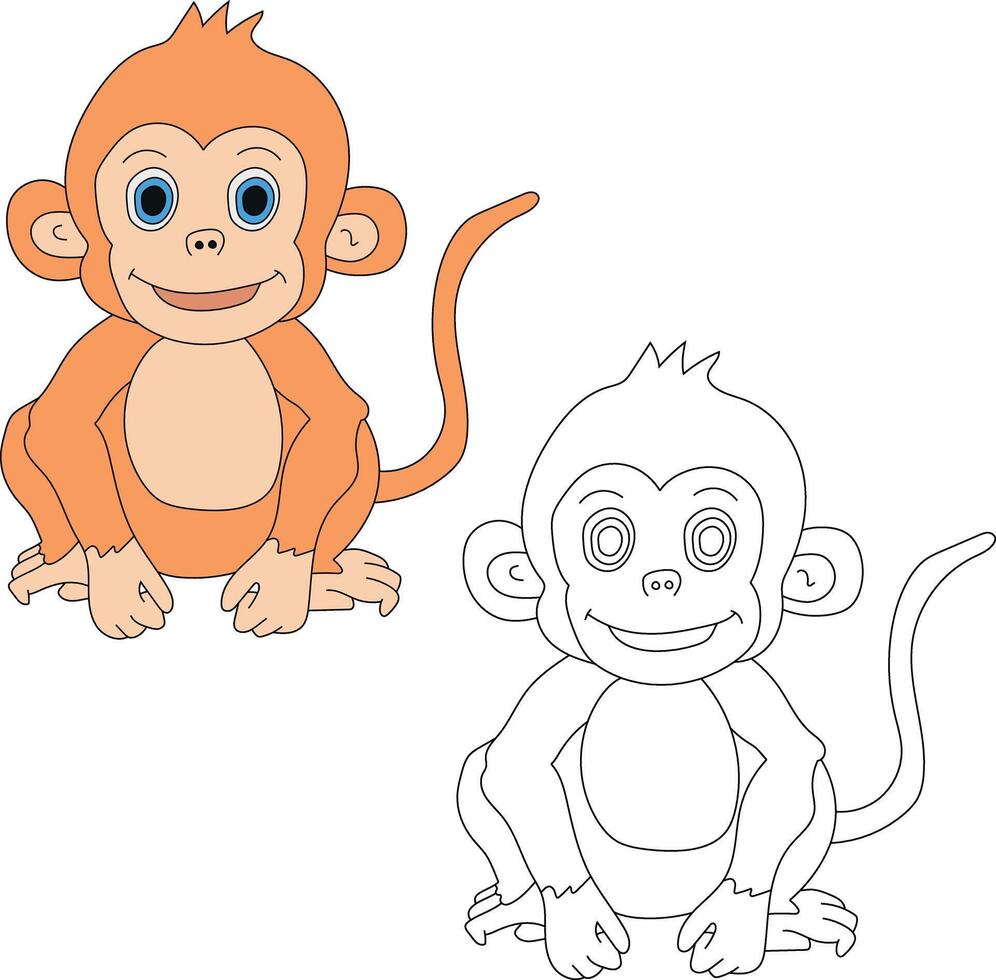 Affe Clip Art Satz. Karikatur wild Tiere Clip Art einstellen zum Liebhaber von Tierwelt vektor