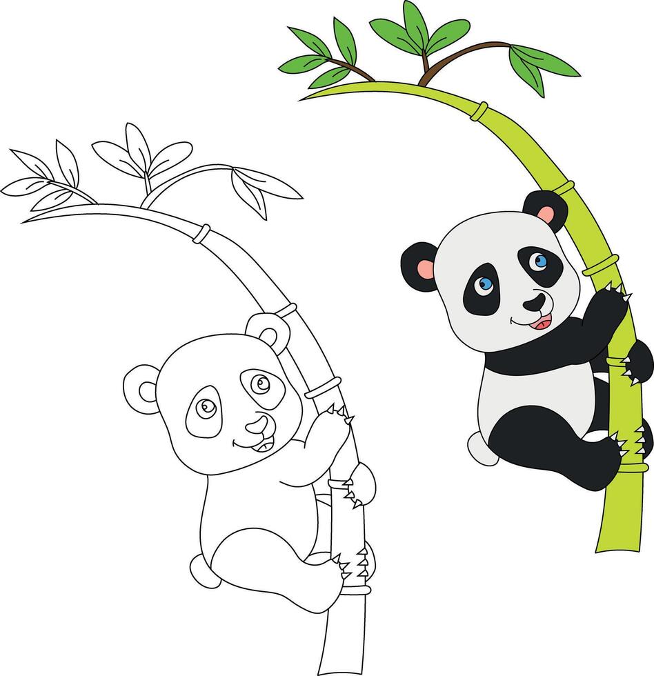 panda ClipArt uppsättning. tecknad serie vild djur ClipArt uppsättning för älskande av vilda djur och växter vektor