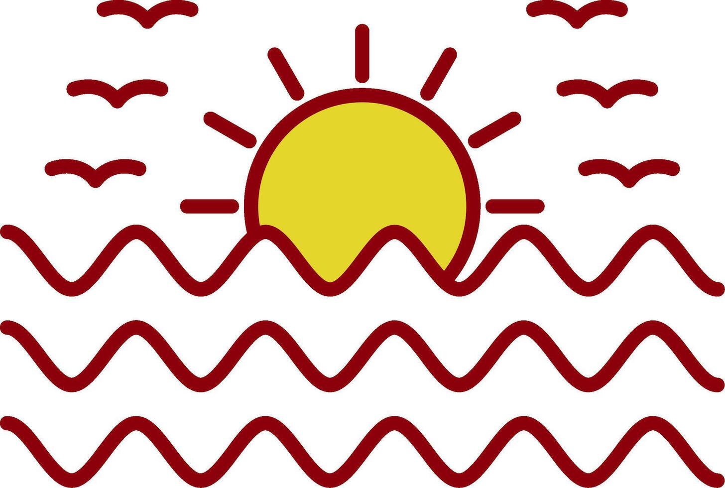 Sonnenuntergangslinie zweifarbiges Symbol vektor