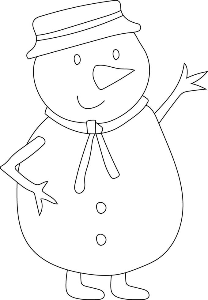 Gliederung Schneemann Clip Art zum Liebhaber von Winter Jahreszeit. diese Winter Thema Schneemann Anzüge Weihnachten Feier vektor