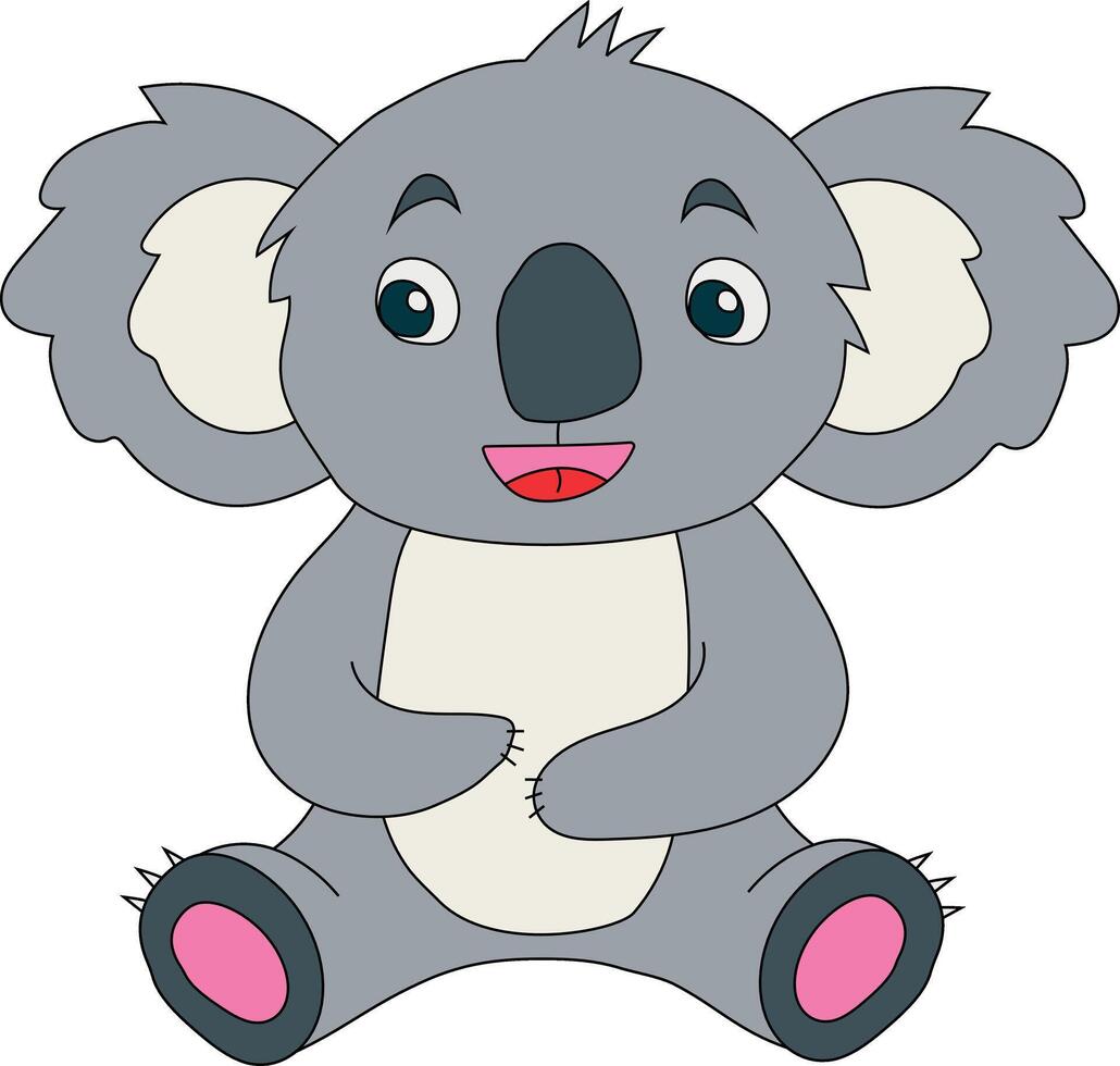 färgrik koala ClipArt. klotter djur ClipArt. tecknad serie vild djur ClipArt för älskande av vilda djur och växter vektor