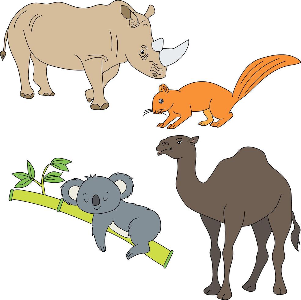 bunt Tiere Clip Art Satz. Karikatur wild Tiere Clip Art einstellen zum Liebhaber von Tierwelt vektor