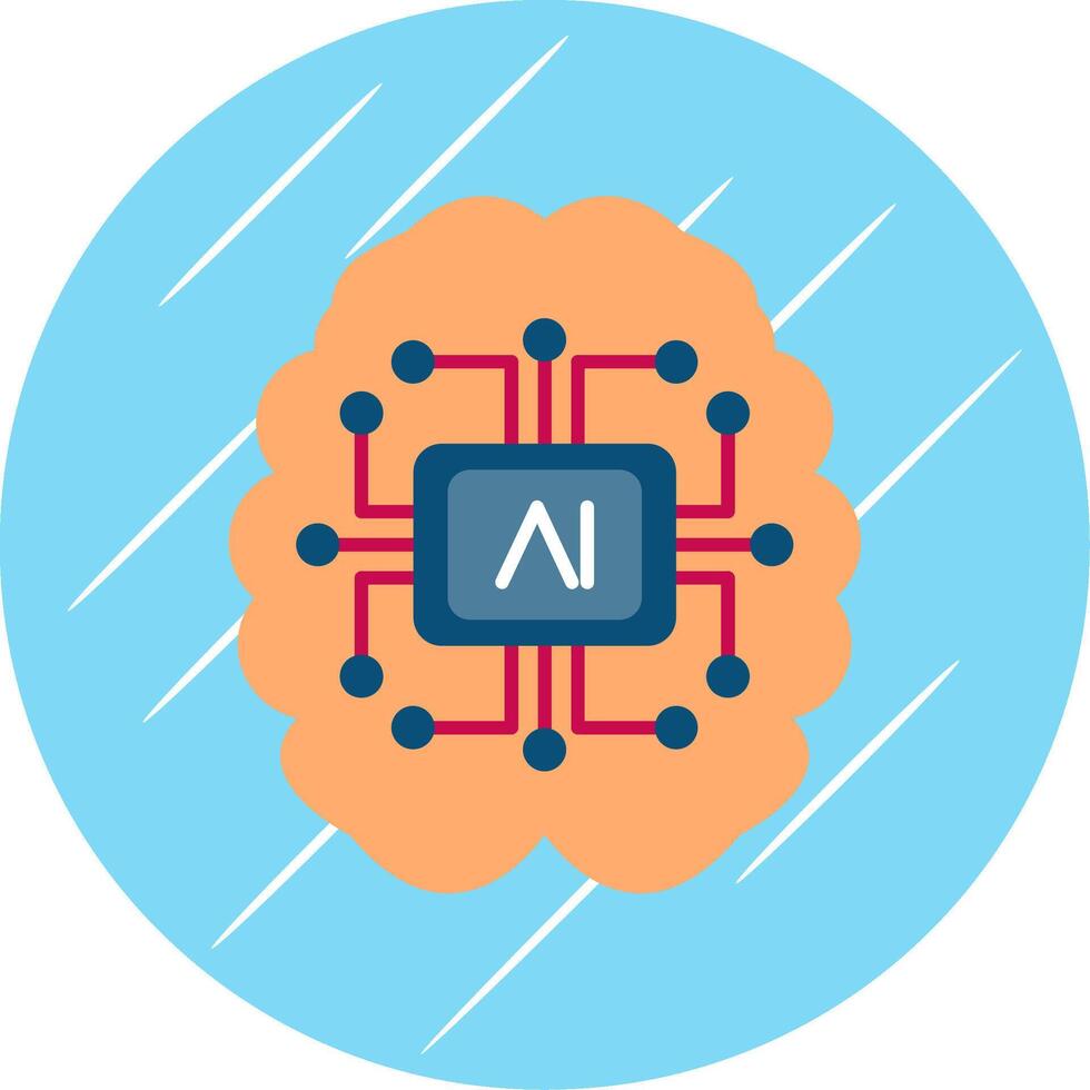 artificiell intelligens platt blå cirkel ikon vektor