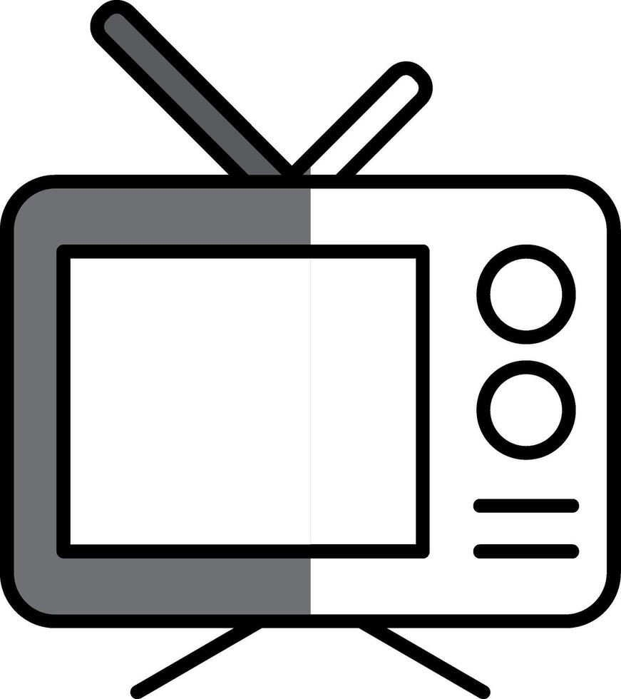 Fernsehen gefüllt Hälfte Schnitt Symbol vektor