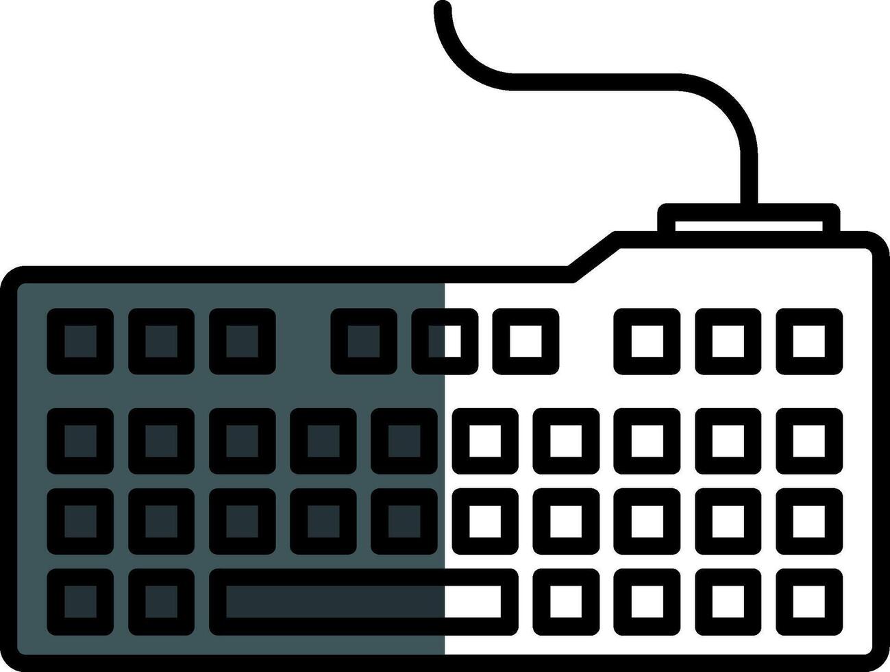 Tastatur gefüllt Hälfte Schnitt Symbol vektor
