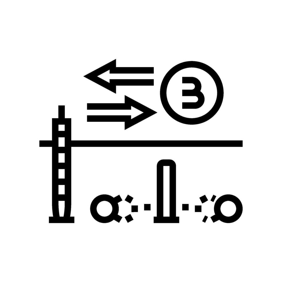 trippel- skala krocket spel linje ikon illustration vektor