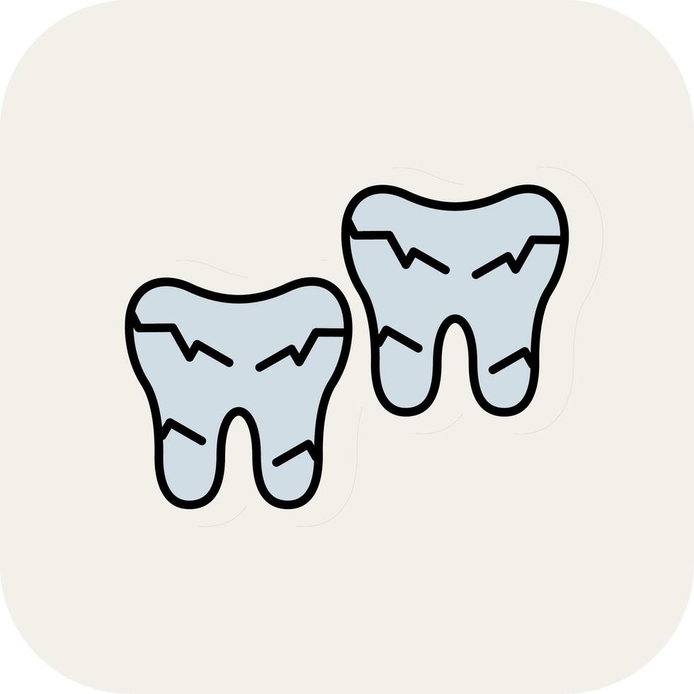 Zahn beschädigt Linie gefüllt Weiß Schatten Symbol vektor