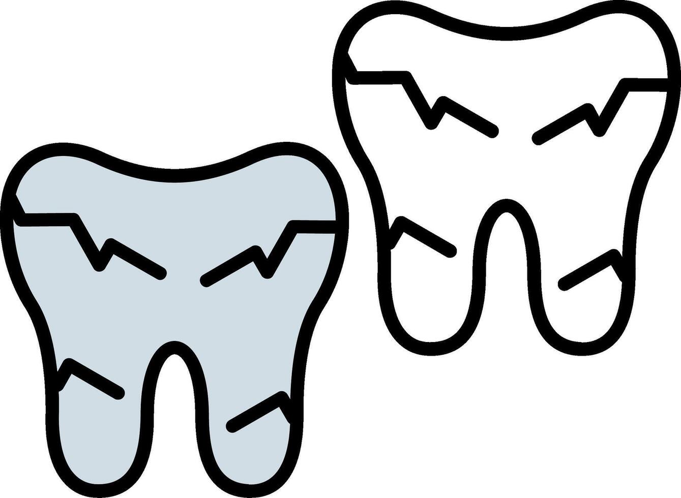 Zahn beschädigt gefüllt Hälfte Schnitt Symbol vektor