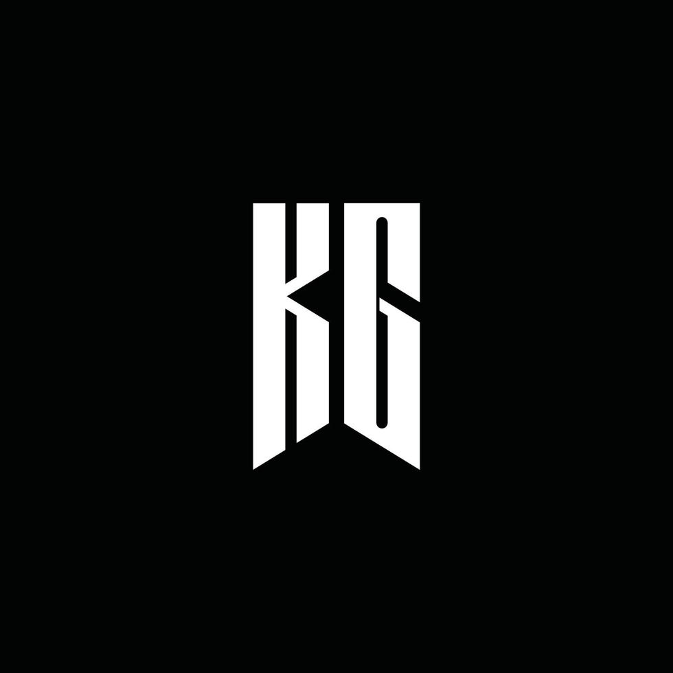 kg logotypmonogram med emblemstil isolerad på svart bakgrund vektor