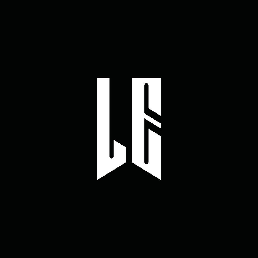 le logotyp monogram med emblem stil isolerad på svart bakgrund vektor