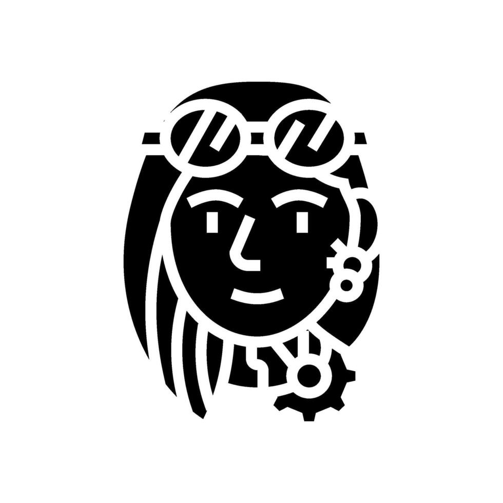 steampunk årgång kvinna avatar glyf ikon illustration vektor