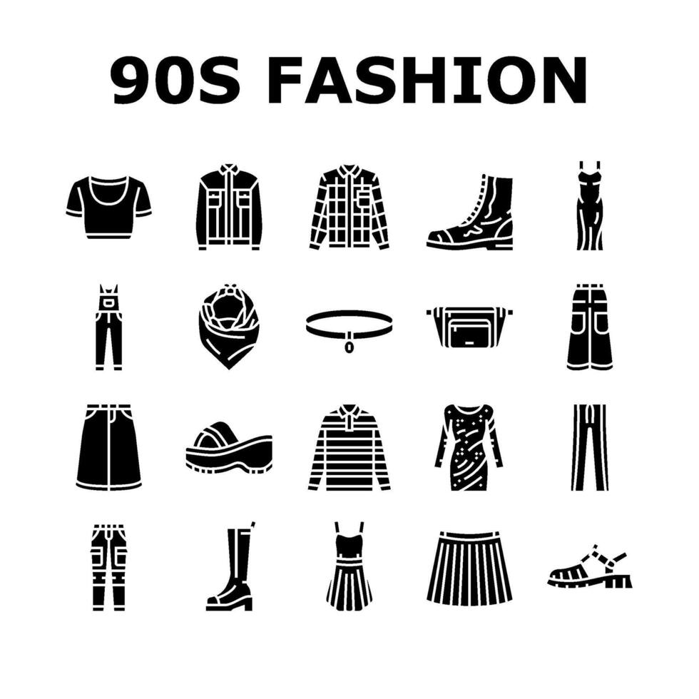 90er Jahre Jahrgang Mode retro 80er Jahre Symbole einstellen vektor