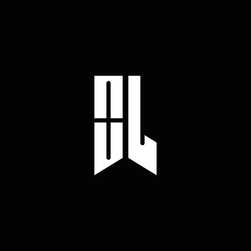 ol Logo-Monogramm mit Emblem-Stil auf schwarzem Hintergrund isoliert vektor
