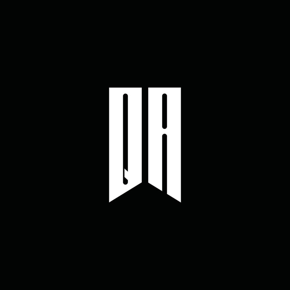 qa-Logo-Monogramm mit Emblem-Stil auf schwarzem Hintergrund isoliert vektor