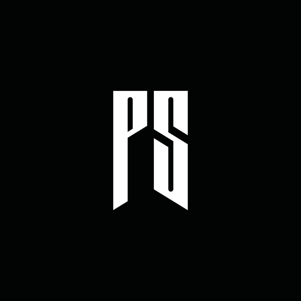 PS-Logo-Monogramm mit Emblem-Stil auf schwarzem Hintergrund isoliert vektor