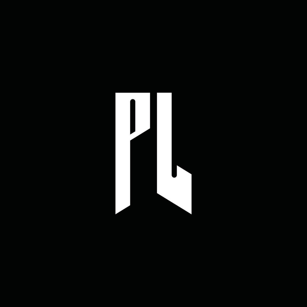 pl-Logo-Monogramm mit Emblem-Stil auf schwarzem Hintergrund isoliert vektor