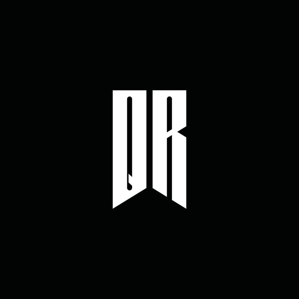 qr-Logo-Monogramm mit Emblem-Stil auf schwarzem Hintergrund isoliert vektor