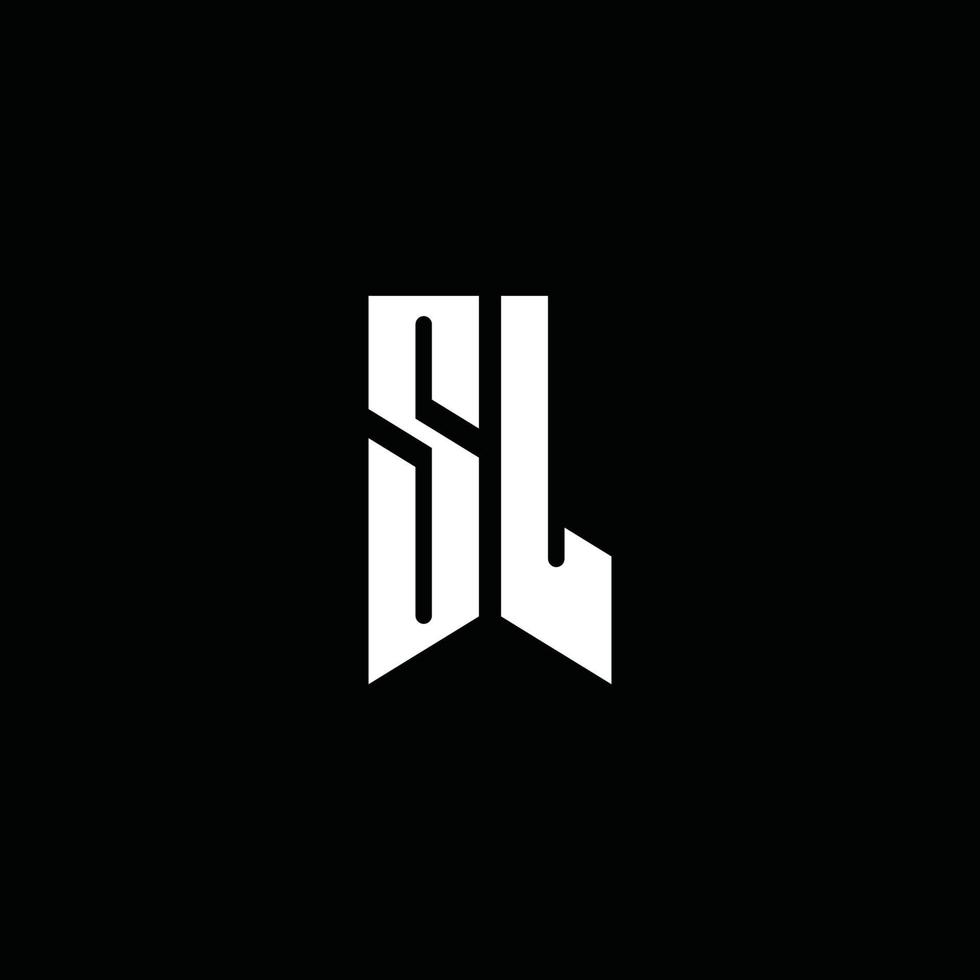 SL-Logo-Monogramm mit Emblem-Stil auf schwarzem Hintergrund isoliert vektor