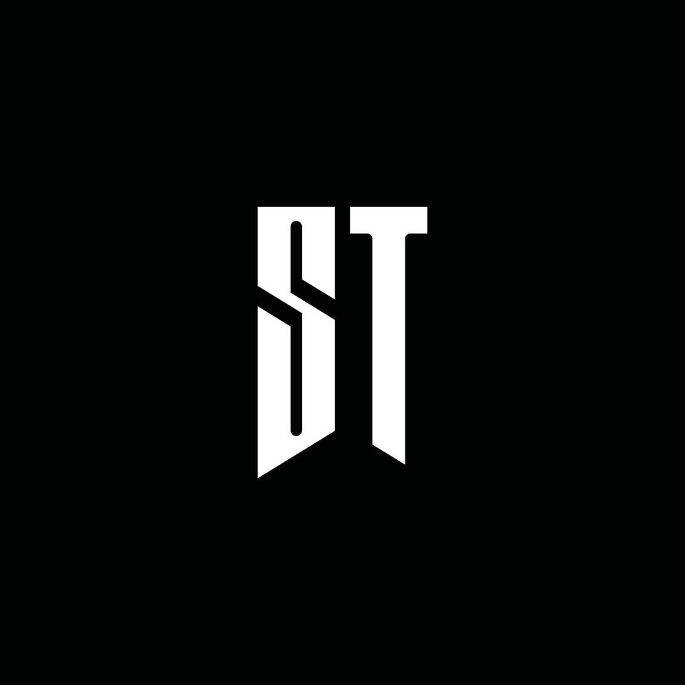 St Logo Monogramm mit Emblem-Stil auf schwarzem Hintergrund isoliert vektor