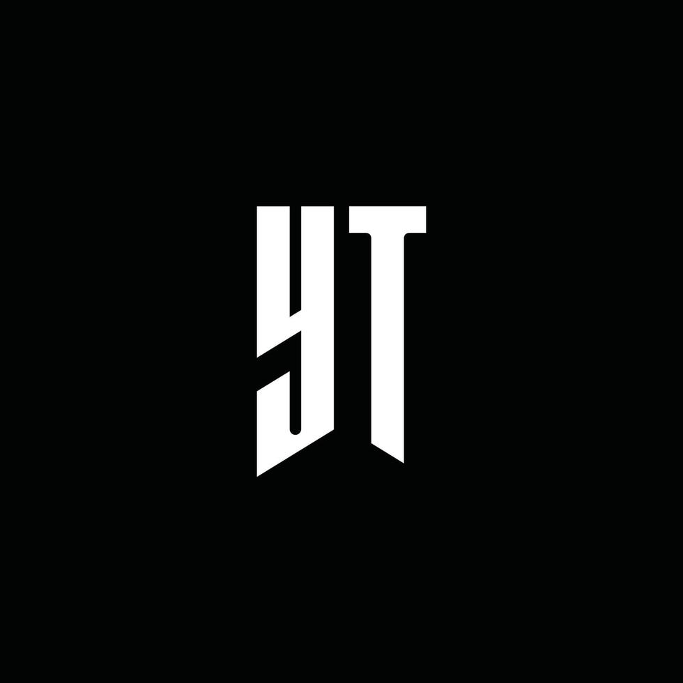 yt logo monogram med emblem stil isolerad på svart bakgrund vektor