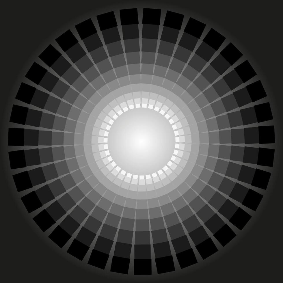 abstrakt geometrisch Hintergrund im das bilden von grau Quadrate vereinbart worden im ein Kreis vektor