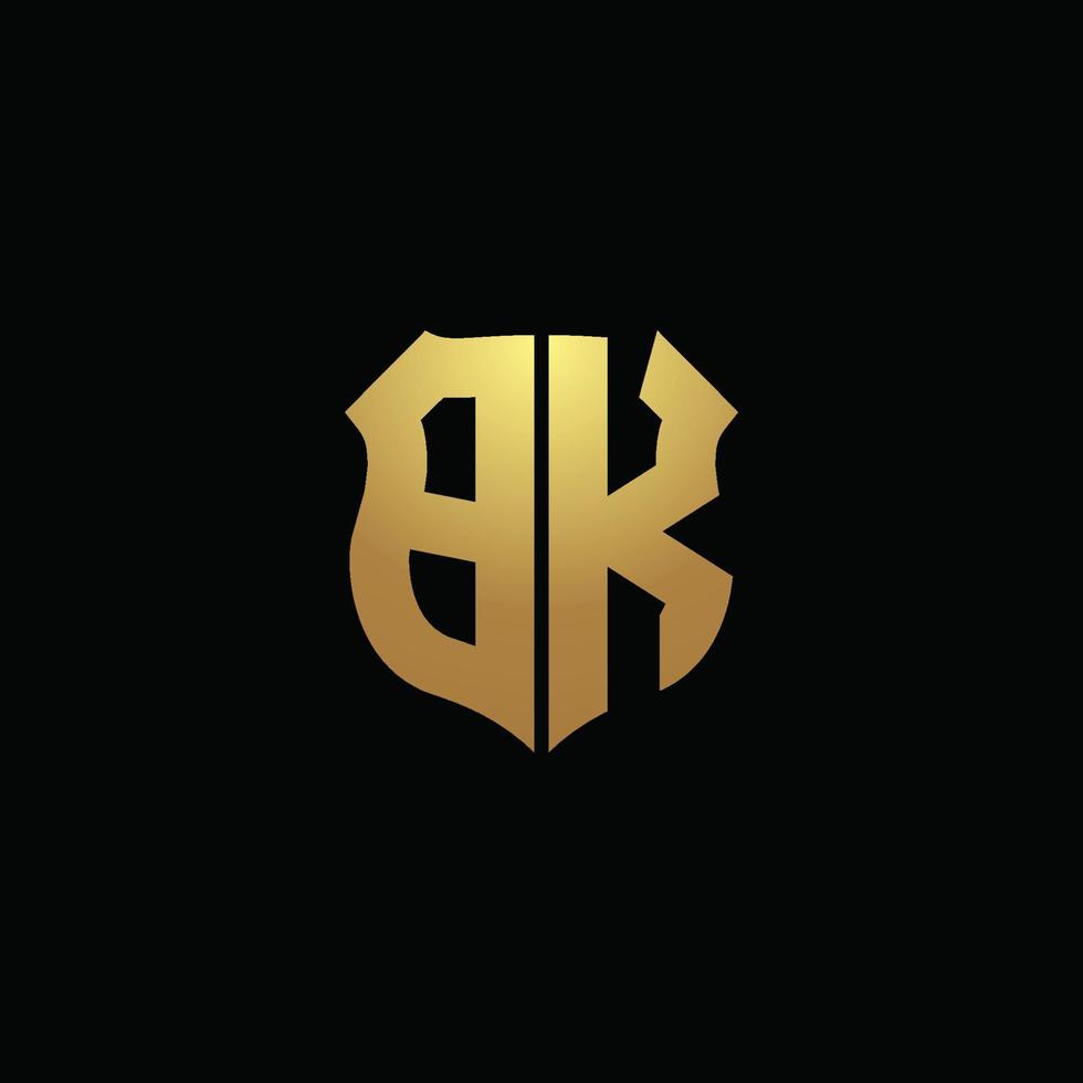 bk-Logo-Monogramm mit Goldfarben und Designvorlage für Schildform vektor