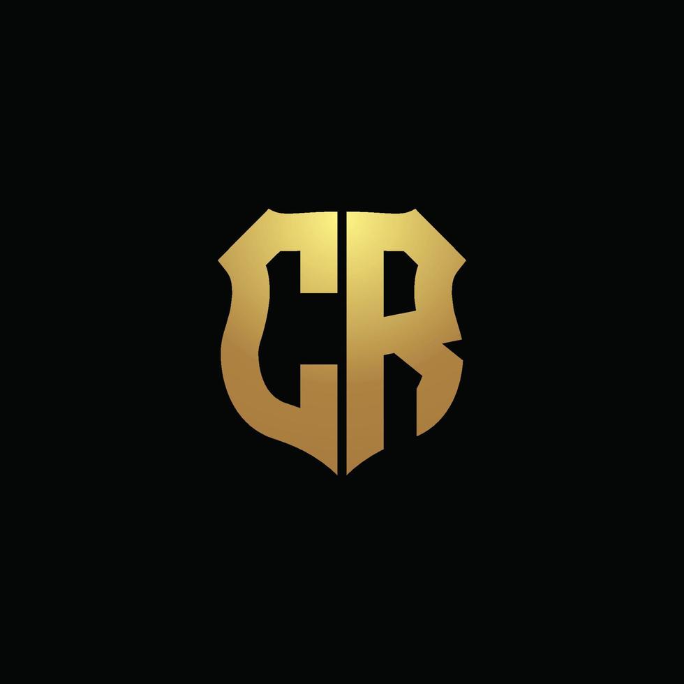 cr-Logo-Monogramm mit Goldfarben und Designvorlage für Schildform vektor