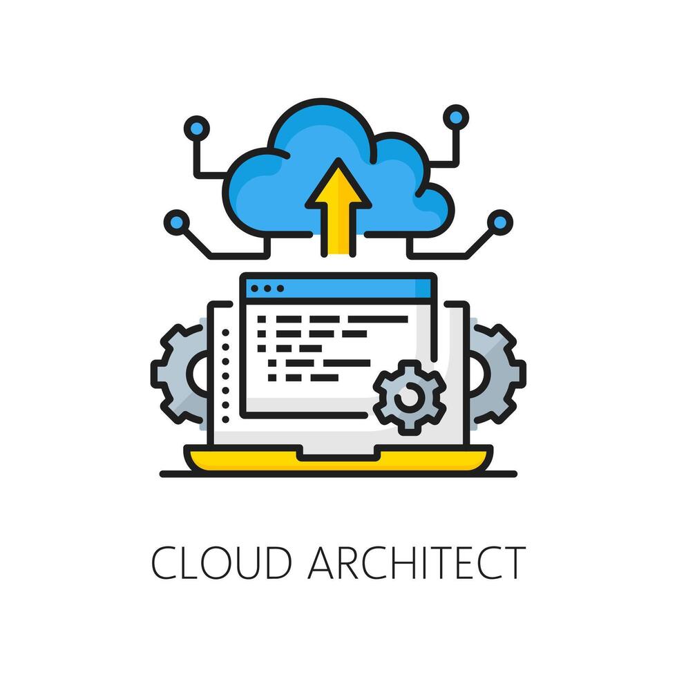 Netz Entwicklung, es Wolke Architekt Linie Symbol vektor