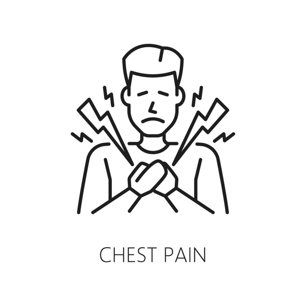 Truhe Schmerzen Anämie Krankheit Symptom Linie Symbol vektor