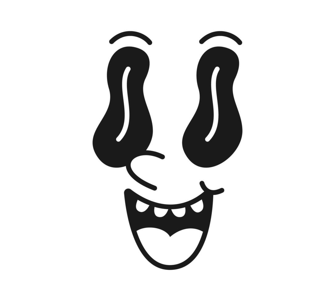 Karikatur groovig Gesicht, komisch Auge retro Comic Emoji vektor