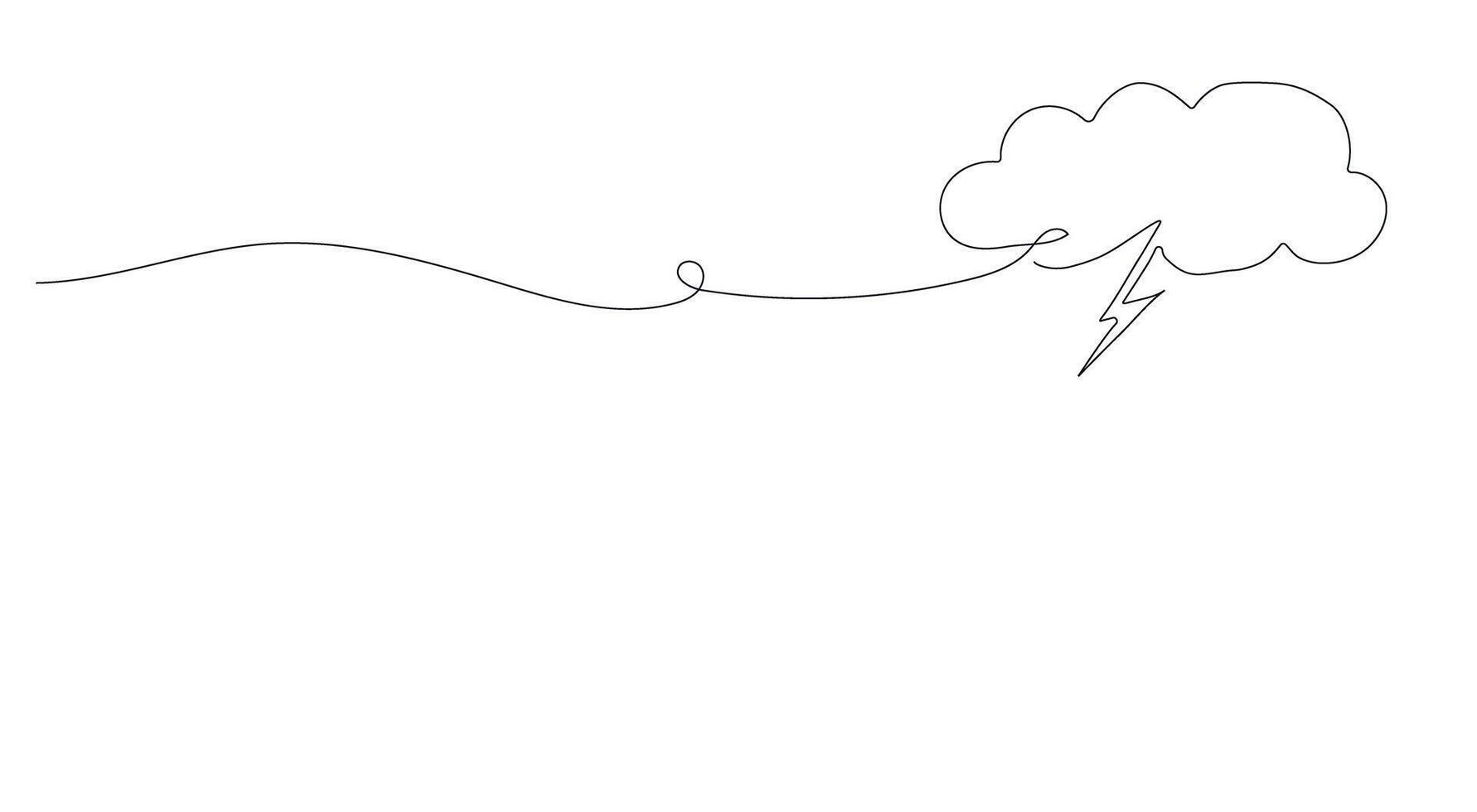 kontinuierlich Zeichnung von Linien. Gewitter Wolken. Wetter Bedingungen. schwarz isoliert auf Weiß Hintergrund. Hand gezeichnet Illustration. vektor