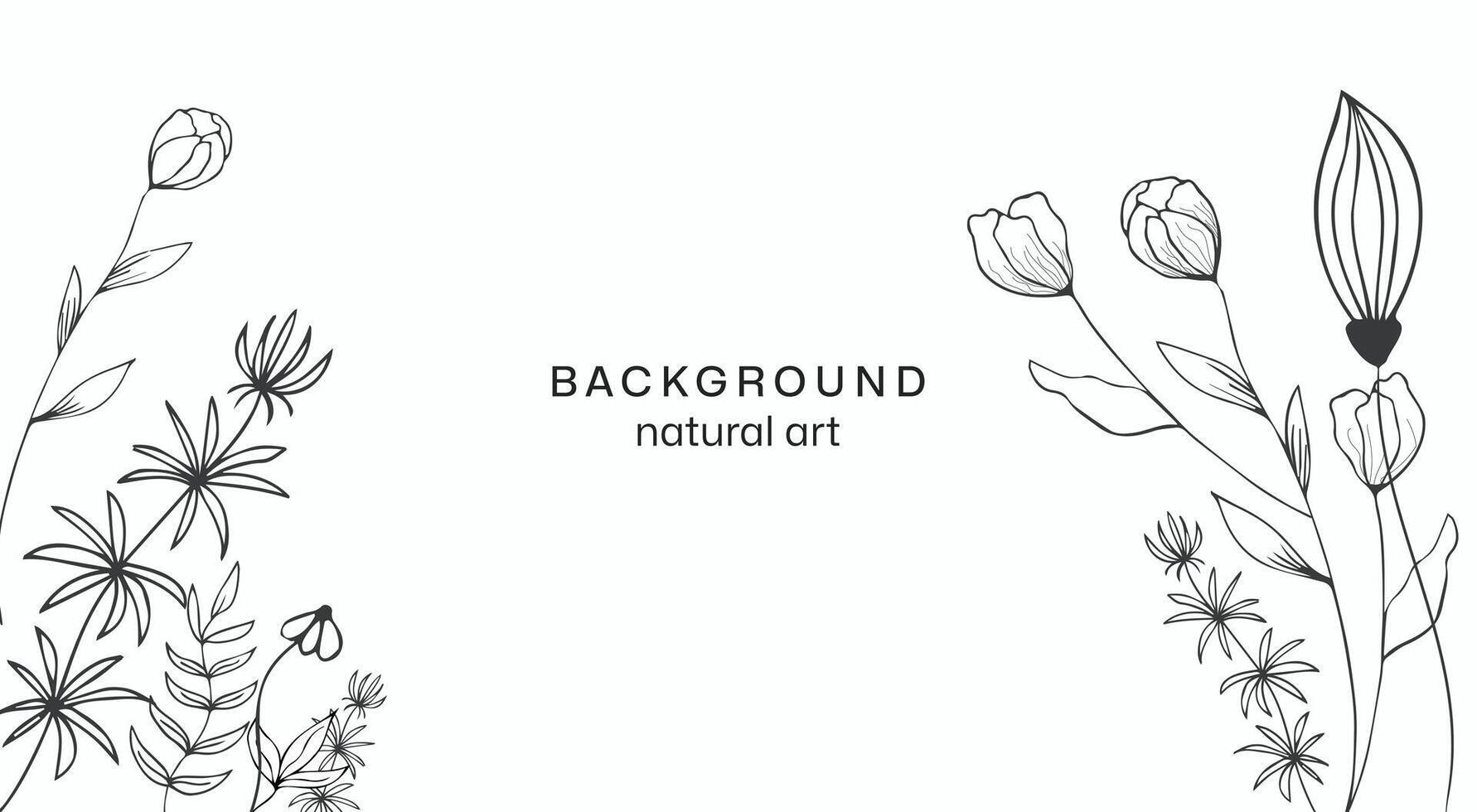 luxuriös botanisch Hintergrund mit modisch Wildblumen und minimalistisch Blumen zum Mauer Dekoration oder Hochzeit. Hand Zeichnung. Hand gezeichnet Linie von Gras, elegant Blätter zum Einladung speichern das Datum Karte. vektor