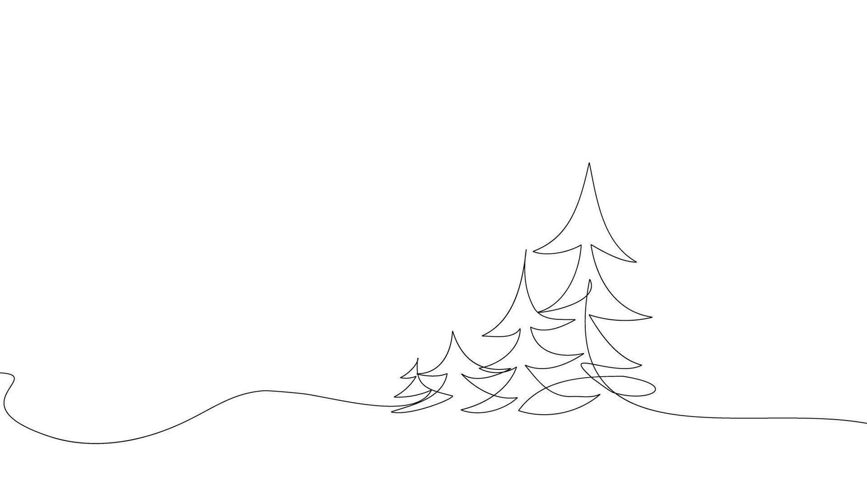das Weihnachten Baum ist dekoriert mit Sterne und Schneeflocken. Hand Zeichnung im das Stil von einer kontinuierlich Linie. zum drucken Hintergrund, Urlaub Dekor. vektor