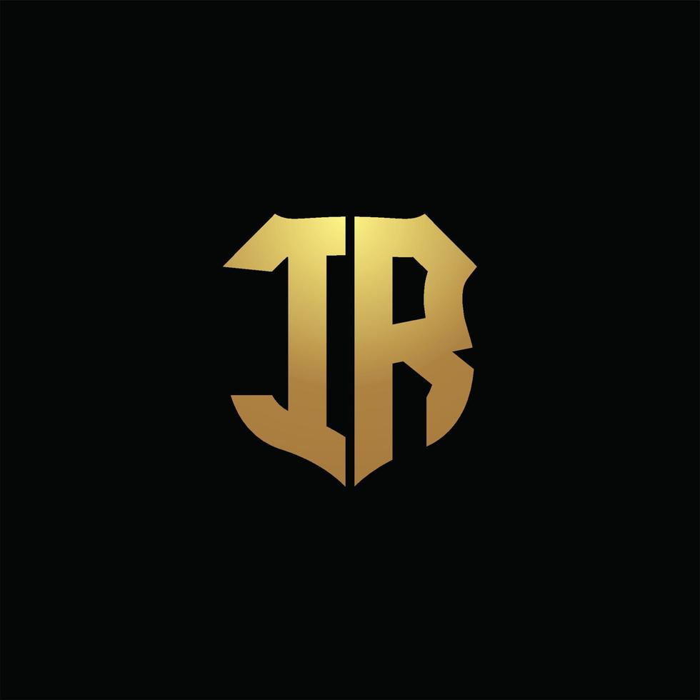 ir-Logo-Monogramm mit Goldfarben und Designvorlage für Schildform vektor