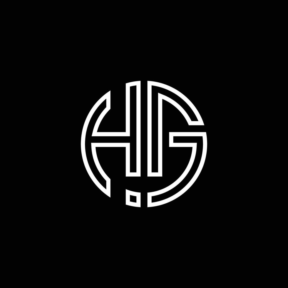 hg Monogramm Logo Kreis Band Stil Umriss Designvorlage vektor