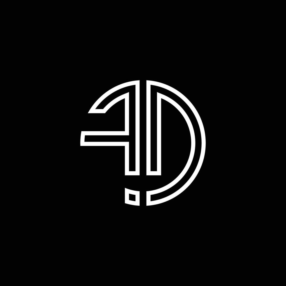 fd Monogramm Logo Kreis Band Stil Umriss Designvorlage vektor