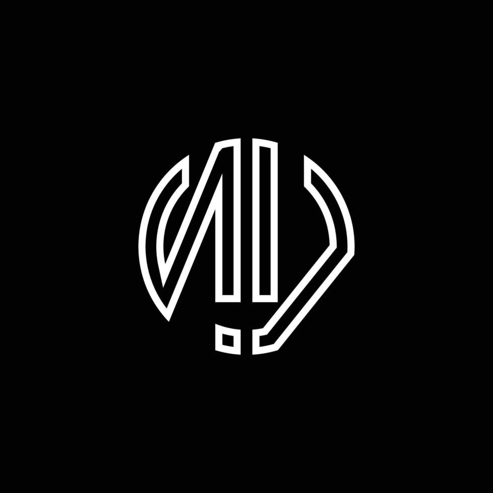 nv-Monogramm-Logo-Kreis-Band-Stil-Umriss-Design-Vorlage vektor