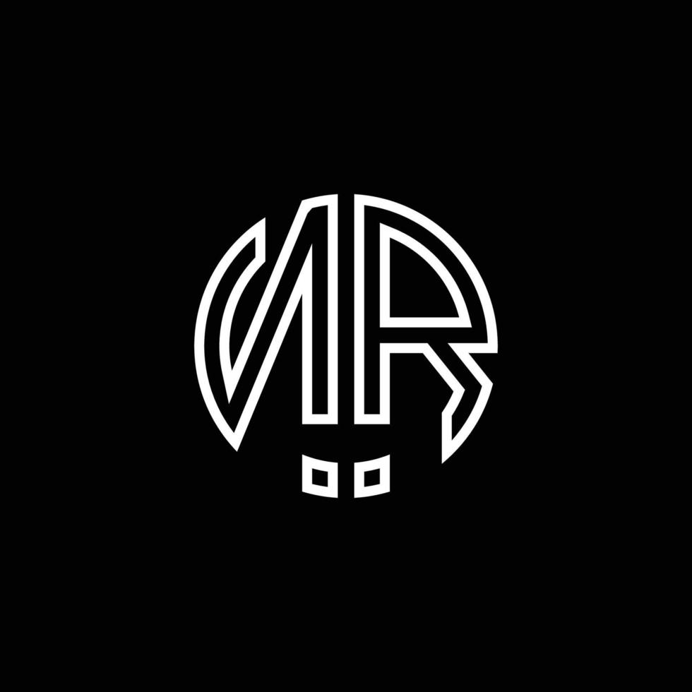 nr Monogramm Logo Kreis Band Stil Umriss Designvorlage vektor