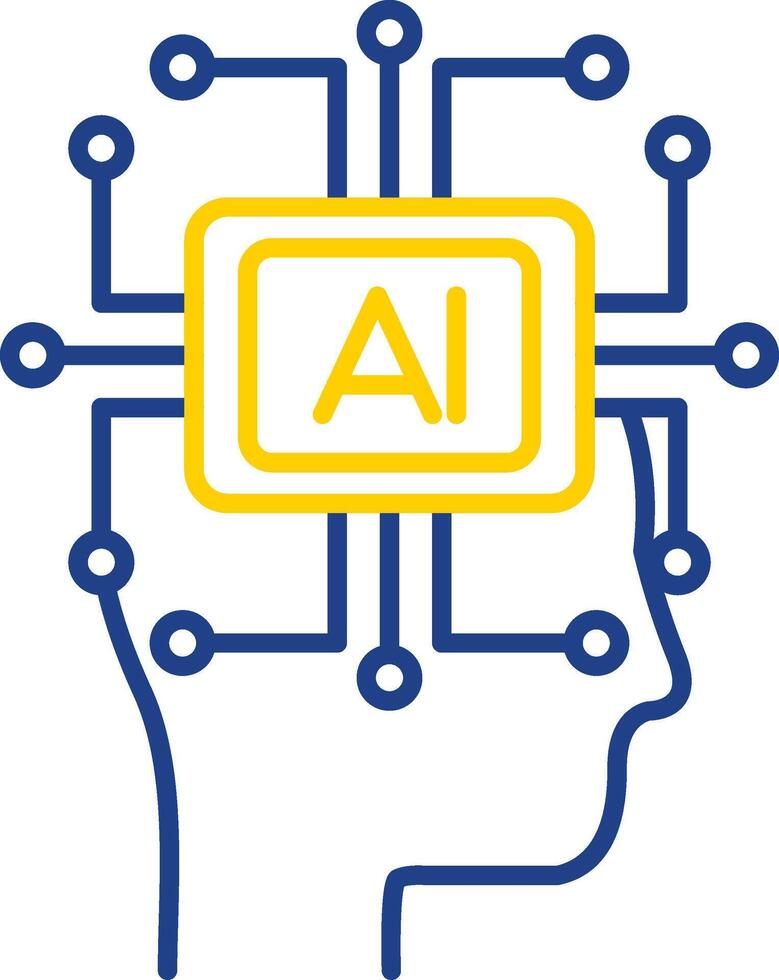 artificiell intelligens linje två Färg ikon vektor