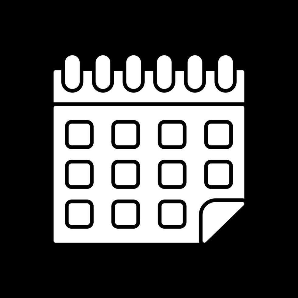 Kalender-Glyphe invertiertes Symbol vektor